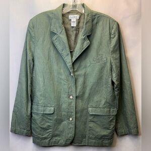 Vintage L.L Bean Women’s Linen/Cotton Blend Jacket Size 14 Front pockets